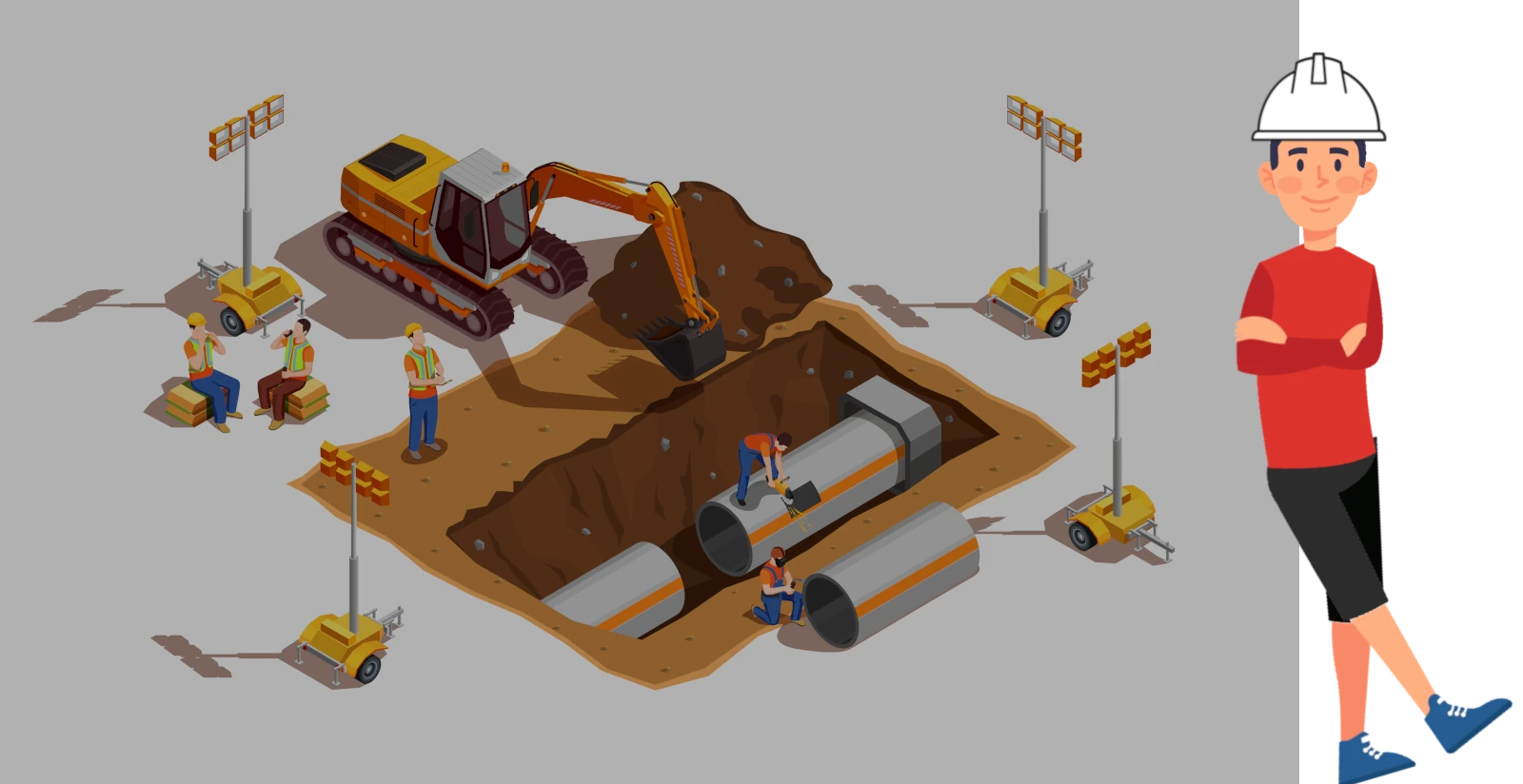 animowana postać na tle placu budowy